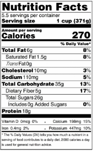 cinnamon apples with yogurt nutrition label