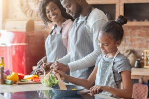 family preparing dinner