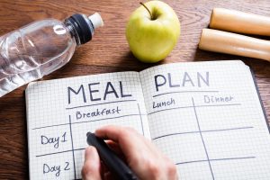 hand writing out a meal plan