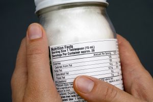 nutrition facts label on a jar 