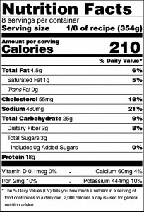 nutrition label for chicken noodle soup