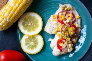 catfish and vegetables on a plate