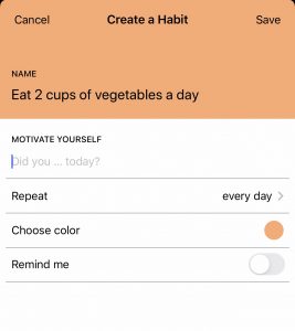 app creating a new habit