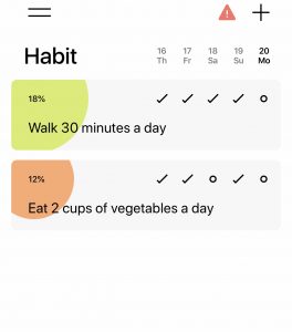 Screenshot of the habit app tracking habit progress