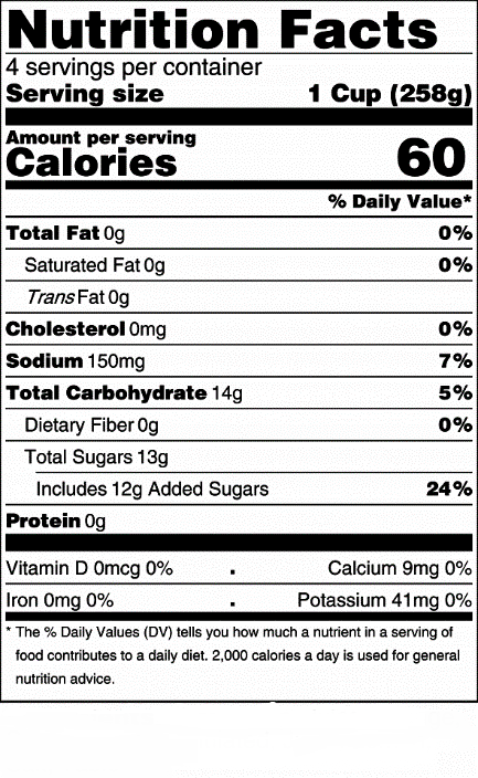 homemade sports drink nutrition facts label