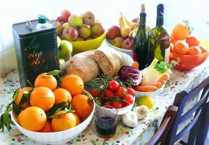 Foods from the Mediterranean diet on a table