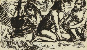 Drawing of cavemen and women