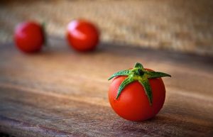 Tomatoes on a wooden table