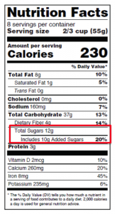 nutrition facts panel with sugar information highlighted
