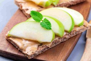 apple slices on cracker