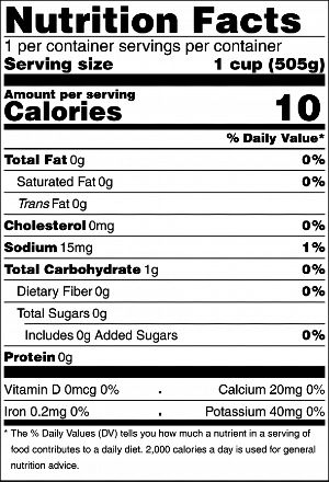 Tingly Herbal Tea Nutrition Label