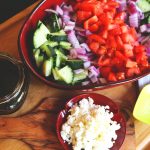 cucumber, onion, and tomato salad