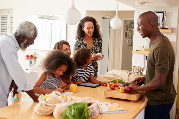 family gathering around the table