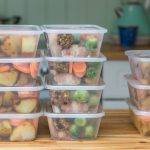 Containers of food on the kitchen counter