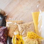 Pantry items on a wooden table