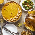 Thanksgiving meal on a wooden table