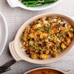 Thanksgiving stuffing on spoon