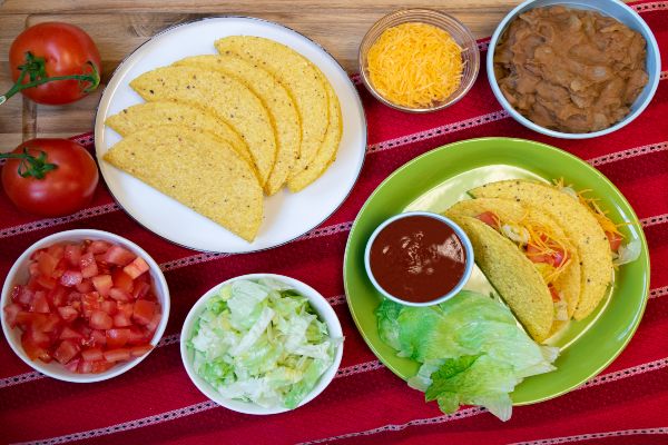 Tacos with Refried Beans and Cheese